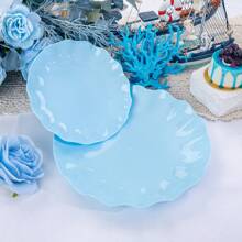 20Pcs Blue Plastic Plates | 10.25" Dinner Or 7.5" Salad Plates | Heavy Duty Sturdy Disposable Plates For Mother's Day, Birthday & Party Decor - 蘭色 - 查看 4