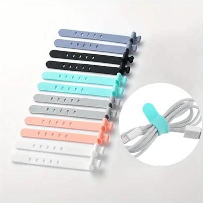 60/30/10 piezas Organizador de cables de silicona reutilizable, Lazos de cable, Funda portacables para administrar cables USB, Organizador de cables de viaje