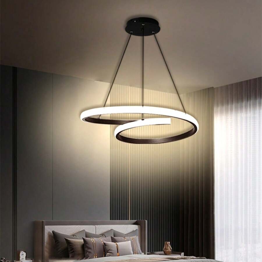 Luces colgantes LED minimalistas para decoración del hogar, candelabro moderno con aro, luz blanca/cálida de gel de sílice, lámpara colgante LED para decoración de sala de estar, cocina, isla, dormitorio, mesita de noche, comedor, restaurante. Lámpara colgante de lujo para decoración del hogar, sencillez, lámpara colgante semi empotrada para sala de exposiciones, escaleras, ático, dúplex, entrada, lámpara colgante para hotel, bar, decoración