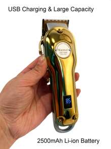 Kemei KM-1986 Professional Hair Clipper All Metal Electric Barber Haircut For Men Strong Power Clipper Cordelss USB Rechargeable Adjustable Hair Trimmer Hair Cutting Clipper Barber Use High Quality Haircut Machine Gift For Men