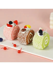 Toalla con diseño de rollo de pastel de fruta realista, modelo de exhibición de postre, utilería para fotografía de sesión de té de la tarde
