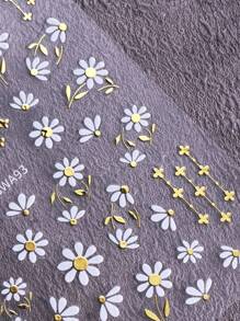 2片装3D金属雏菊美甲贴纸，白金蕾丝花叶印花全息波西米亚风自粘美甲贴，适合春夏 - 彩色 - 查看 5