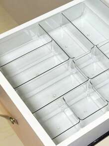 Drawer Desktop Cosmetics Storage Box, 2PCS/6PCS Combination Clear Plastic Drawer Organizer Set,Transparent Dresser Storage Box, Exquisite Storage Box,Desk Drawer Divider Organizers And Storage Bins For Makeup, Jewelry, Gadgets For Kitchen, Bedroom, Bathroom, Office Christmas For Holiday Gift Giving Home Bathroom Decor Fall Decor Makeup Organizer Back To School - Transparent - View 1