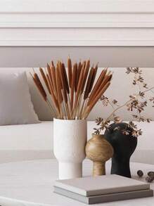 10PCS Dried Natural Brown Cattails Flowers -Real Broadleaf Pencil Cattail Stems Bundles, 17'' Bulrush Plants Dry Flower For DIY Floral Arrangements, Wedding Home Office Gardens Decor Spring Decorations