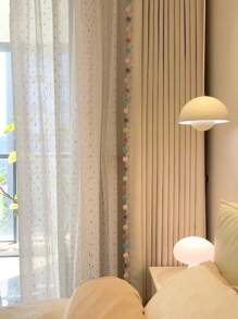 1 件波西米亚风彩虹糖果条纹刺绣薄纱窗帘，杆袋设计方便悬挂，柔软涤纶面料，彩虹条纹刺绣，有多种尺寸可供选择，适合不同场景，适用于卧室、浴室、客厅、厨房、办公室、家居装饰 - 彩色 - 查看 7