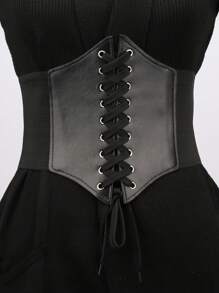 1pc Solid Color Palace Style Vintage Elegant PU Leather Waist Belt