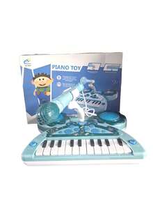 Teclado y piano para niños, soporte para bebés, música, luz y melodías - Azul - Ver 3