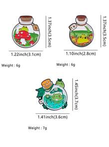 3Pcs The Frog In The Bottle Enamel Pins Cute Brooches Badge Lapel Pin For Backpack Clothes Accessories Animal Jewelry Birthday Gifts - Multicolor - View 7