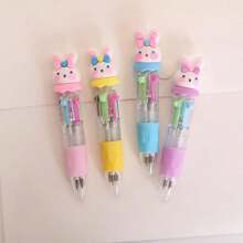 5pcs Random Bunny Shaped 4-Color Retractable Ball Point Pens, Mini Easter Gifts