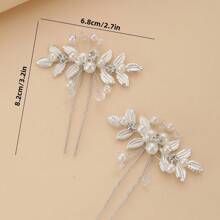 2pcs Gorgeous Leaves U-Shaped Clips, Creative Handmade High-Grade And Exquisite, Anniversary Wedding Bridal Headdress Plating Hairpin