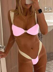 New Soft Strap Elegant Party Bikini Set, Women Summer Beach Fashion Bikini