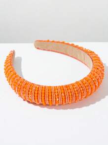1 pieza Elegante aro para el cabello hecho a mano con cuentas de cristal, de unicolor, estilo coreano, elegante, versátil para fiestas, accesorio de pelo de alta calidad, diadema