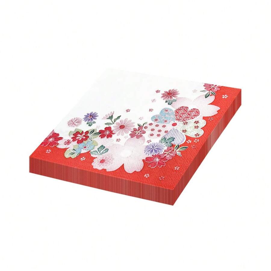 20Pcs 13 * 13 Inch Disposable Multi-Color Flower And Heart-Shaped Patterned Napkins, Used For Birthday Parties, Family Gatherings, Wedding Banquets, Hotel And Restaurant Decoration Paper