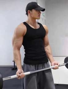 Men's American Ribbed Tank Top - Black - View 1