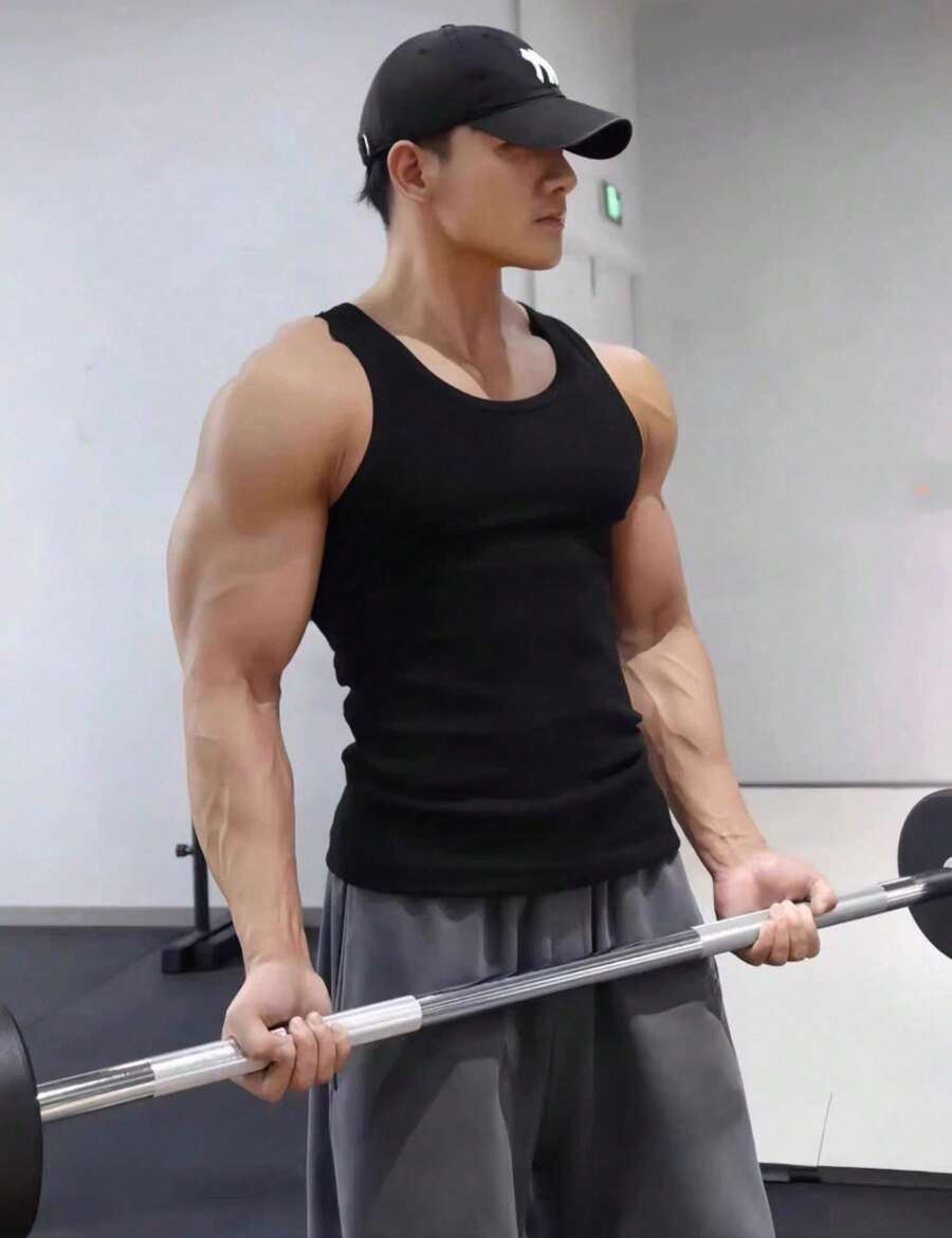Men's American Ribbed Tank Top - Black - View 1