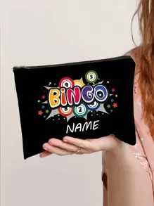 1pc Personalized Bingo Bag - Lucky Bingo Bag Pattern Makeup Bag, Travel Storage Bag, Party Gift Zipper Organizer, Cosmetic Pouch For Makeup - Lightweight Case - For Women & Girls - Perfect Gift For Birthday & Travel - Multicolor - View 3