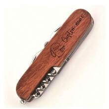 1PC A Custom-Made Knife With The Name "Multi-Functional Folding Knife" Is Designed In The Style Of Valentine's Day. It Is A Stainless Steel Folding Knife With 11 Functions. It Is Equipped With A Wooden Handle That Conforms To Ergonomics. - Brown - View 6