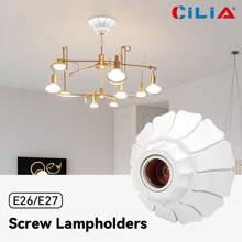 CILIA 4pcs Lamp Holder Light Sockets, - E26/E27,Petal - Shaped Bulb Socke Base, 110V - 220V, Suitable For Home, Office & Industrial Use,White/Black - Cauliflower - View 3
