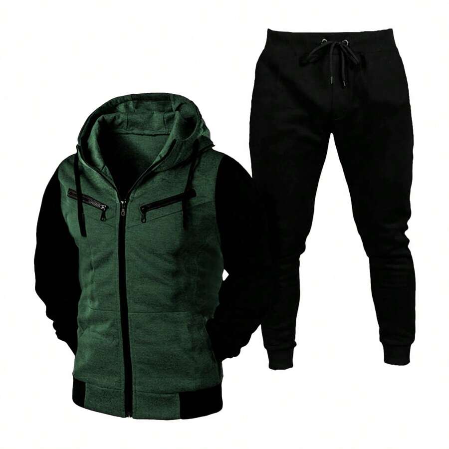 Ramazzoni Men's And Women's Winter Sweater, Zippered Jacket + Jogger Pants Set - Army Green - View 1