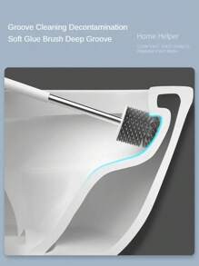 2 In 1 Long Handle Toilet Brush For Bathroom Cleaning Wall Mounted No Blind Spot Crevice Cleaner Brush Household Cleaning Tool Silicone Wall Mounted Toilet Cleaning Brush Plastic Toilet Brush Long Handle Toilet Cleaning Brush Leakproof Water TPR Silicone Toilet Brush Bathroom Accessories - Multicolor - View 7