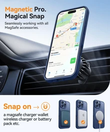 Magnetic Compatible With IPhone 16/15/14/13/12/11 Series Case, Upgraded [Full Camera Protection] [Compatible With Magsafe] [Translucent Matte] Shockproof Protective Phone Case - Azul - Ver 4