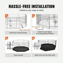 Dog Playpen 8 Panels Foldable Metal Dog Exercise Pen With Bottom Pad 24" H - 1 - View 4