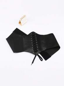 1pc Solid Color Palace Style Vintage Elegant PU Leather Waist Belt