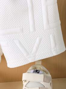 2pcs/Set Baby Boy Kids Casual Sports Letter Full Print Pattern Round Neck Top And Shorts, Summer Outfit With Details Suitable For Outdoor - White - View 5