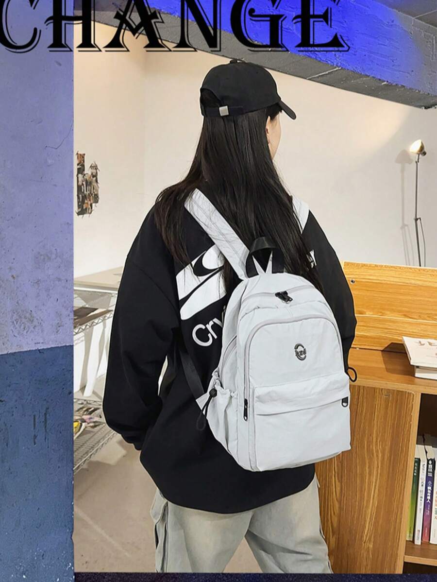 Mochila de gran capacidad de estilo minimalista casual, versátil para estudiantes de secundaria, bolsa escolar, accesorios escolares