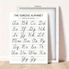 Cursive Handwriting Chart, Home School Learning Tool, Alphabet Poster, Educational Poster, Living Room Wall Art, Bedroom Wall Decor, Home Decor Room Decor - 1 Piece Of Wood Framed Oil Painting (3) Thickness 2.25 Cm/0.9 Inch- Home Decoration For All Occasions - Ideal New Year, Valentine's Day, Thanksgiving, Easter, Christmas Gift , Room Decoration Aesthetic, Wall Decoration Art, Perfect Gift, Autumn And Winter Wall Decoration, Living Room Decoration, Bedroom Decoration, Kitchen Decoration, Entry Decoration, Bathroom Decoration, Direct Wall Painting, High Quality Wall Painting Poster - 白色 - 查看 5
