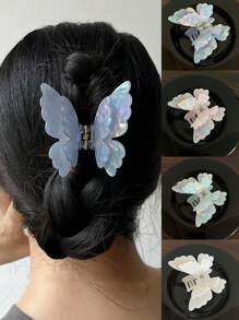1pc Women's Butterfly Aurora Textured Medium Hair Claw Clip, Vintage Cute Style For Bun/Half-Up Hairstyles, Suitable For Everyday Use,Hair Accessories,Claw Clips,Hair Jaw Clip,Hair Clutch