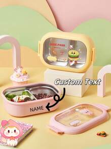 1 Stück individuell gestaltbare Französisch-Pommes & Burger Bento Box, tragbar für Outdoor, Reisen, Studenten, Büromitarbeiter, täglichen Gebrauch, Material aus Edelstahl, mehrere Optionen, Cartoon-Stil, trennbare Behälter 25,5*14,5*8cm/8,8*5,7*3,1 Zoll