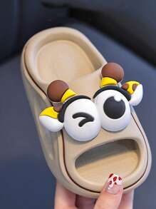 1 par de chanclas EVA para niños, zapatillas de baño suaves con suela antideslizante para niños pequeños en el hogar