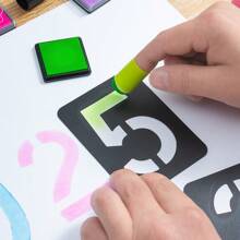 52/42pcs Numeric, Alphabet, Symbol Hollow Stencils, Ruler & Sponge Applicator DIY Reusable Spray Painting Template Set For Wall, Furniture, Sign Painting,Back To School,School Supplies - Multicolor - View 4