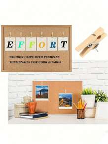 20 pezzi di Clip e puntine da disegno in legno creative, fermafogli, puntine per bacheca, versatili per bacheche e decorazioni per ufficio/aula, ritorno a scuola, forniture scolastiche