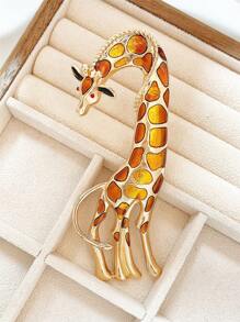 1pc Vintage Cute Exaggerated Metal Giraffe Brooch, Suitable For Daily Wear - Multicolor - View 1