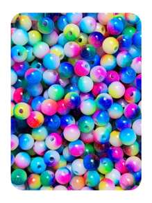 200 Pearl Beads 8mm Mix Colors Seed Beads Crafts Jewelry - Multicolor Tie Dye - View 1