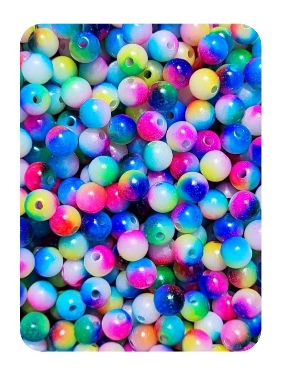 200 Pearl Beads 8mm Mix Colors Seed Beads Crafts Jewelry - Multicolor Tie Dye - View 1