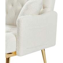 Modern Upholstered Velvet Loveseat Sofa,Tufted Upholstery, Comfy Reception Love Seats,Small Spaces Bedroom Apartment Office Living Room (Beige Teddy)