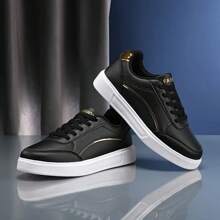 Women Fashion Non-Slip White Sneakers, Versatile Work Shoes, Student White Flats, Casual Flat Athletic Shoes, Comfortable Leisure Shoes - Black and White - View 5