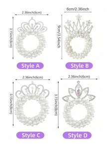 Fashion Pearl Crown Princess Hair Bands Elastic Rubber Bands Children Ball Hair Bun Ties, Ponytail Holders For Girl Hair Styling Accessories - Style a - View 4