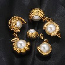 1 chiếc mặt dây chuyền ngọc trai giả đúc thời trang Baroque bằng thép không gỉ có thể xoay, phụ kiện vòng cổ thủ công đơn giản, thanh lịch, thích hợp cho các dịp hàng ngày và đám cưới - Mặt dây chuyền ngọc trai - Xem 6