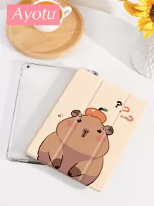1个可爱水豚平板电脑保护套，兼容三星、iPad等，防震，带笔槽，支持睡眠/唤醒功能