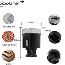 M14 Hartgelöteter Diamant-Lochöffner, 125er Typ Winkelschleifer, M14-Gewinde Hartlöten, Keramik-Fliesen Bohrwerkzeug, Bohrer, Handschleifer Spezialbohrwerkzeug, Geeignet für: Marmor/Granit/Kiesel/Quarz/Beton/Glasstein Wasserbohreinheit, Werkzeugzubehör, Modell: 6-100mm