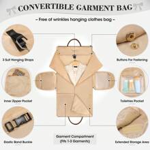 NEWHEY Garment Duffle Bags For Travel Convertible Carry On Garment Bag For Women Large Capacity Suit Bag With Shoe Pouch Waterproof Weekender Bag For Women 2 In 1 Hanging Suitcase Dress Travel Bag - 米色 - 查看 3