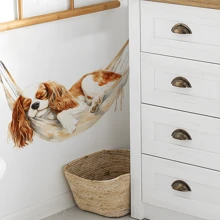 1pc Watercolor Hammock Sleeping Puppy Wall Decal For Room Decor, Vinyl Wall Decals,Home Background Wall Decoration With Removable Wall Stickers Gifts Birthday Graduation Home Decor Bathroom Decor Bedroom Decor Room Decoration Stuff Living Room Decor House Decor Home Decor Living Room Wall Art Wall Paper Personalised Stickers