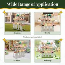Rainaut Flower Display Stand, 3-Tier Heavy Duty Moving Plant Shelves Flower Display Stand, Allowing For The Placement Of Up To 12 Flower Buckets For Bedroom Balcony Garden Patio Multiple Plants (Flower Bucket Not Included).) - trắng - Xem 8
