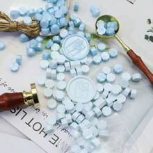 100pcs/Bag Blue Wax Sealing Beads, Octagonal Shape, Used For Envelope Seals, Wedding Invitations, Gift Packaging