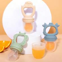 KUNT 硅胶动物水果喂食器，婴儿辅食补充玩具，蜜蜂、蝴蝶、鸡蛋卡通造型，磨牙棒，水果蔬菜咀嚼玩具+冰格 - 彩色 - 查看 2