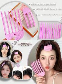 2pcs Women's Resin 6-Tooth And 3-Tooth Claw Hair Clips, Minimalist Daily Hair Styling Tools, Slouchy Front Hair Bangs Shaper For Voluminous Root